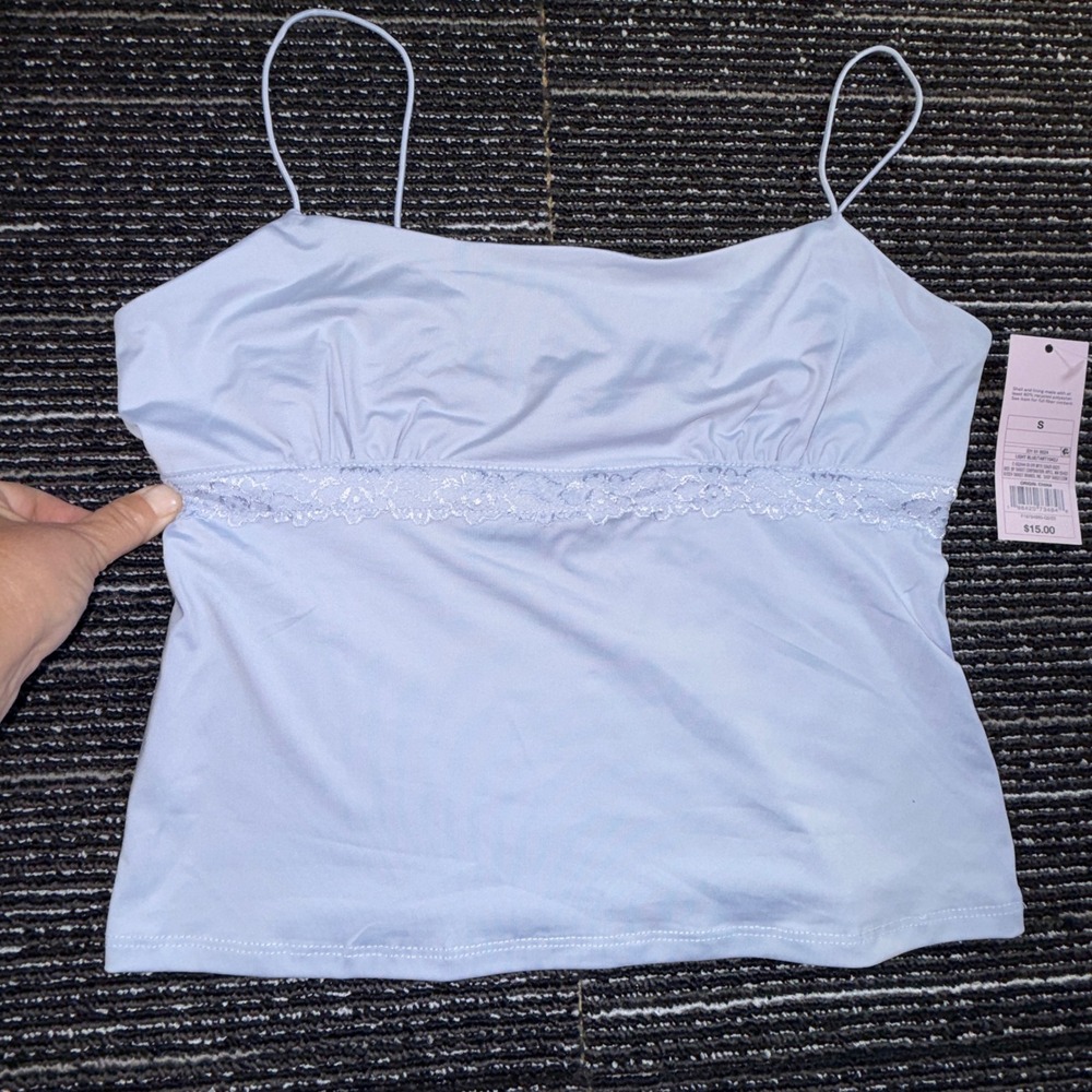 Wild Fable Camisole Women S Light Blue NEW‎ Lace Trim Spaghetti Strap Top